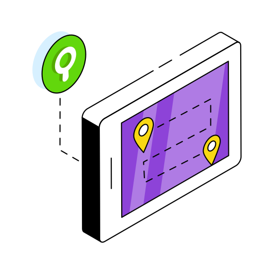 Mobile Route, Mobile Location, Mobile Direction, Gps, Location App,  illustration