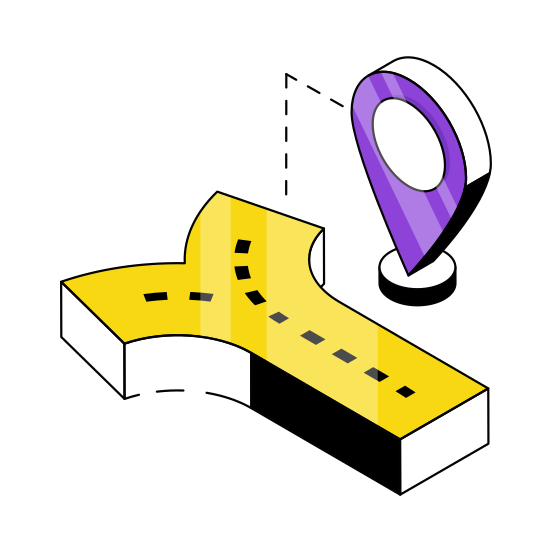Road Location, Roadway Direction, Highway, Pathway, Passageway  illustration