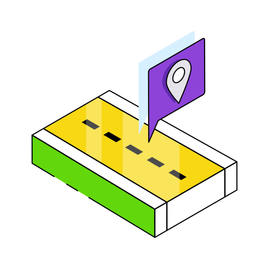 Road Location, Roadway, Highway, Pathway, Passageway  illustration