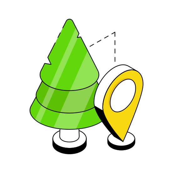 Tree Location, Tree Direction, Gps, Forest Location, Forest Direction,  illustration