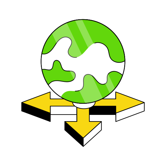 Triple Direction Arrows, Navigation Arrows, Pointing Arrows, Global Arrows, Arrowheads  illustration