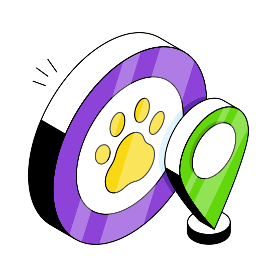 Veterinary Clinic Location, Animal Footprint Direction, Gps, Navigation, Veterinary Clinic Tracking  illustration