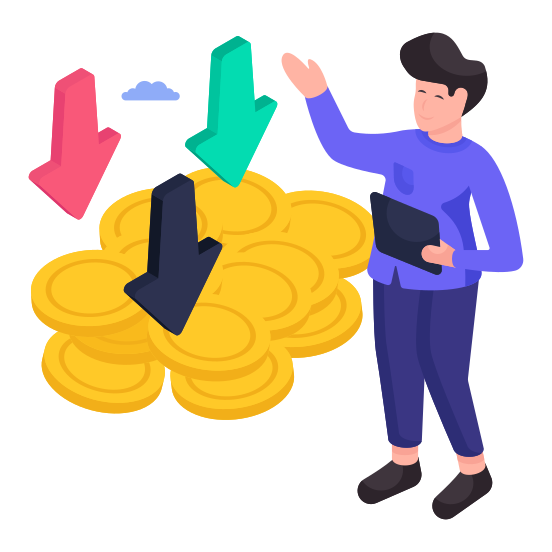 Dollar Value Down, Financial Loss, Economy Value Down, Financial Recession, Data Analytics illustration