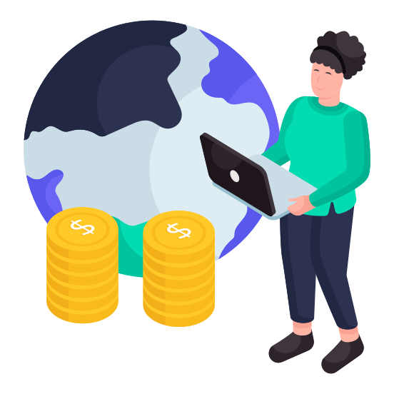 Global Money, Global Economy, Global Investment, Global Currency, Worldwide Investment illustration