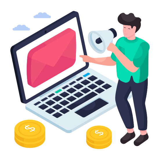 Mail Marketing, Mail Promotion, Mail Publicity, Mail Campaign, Email Marketing illustration