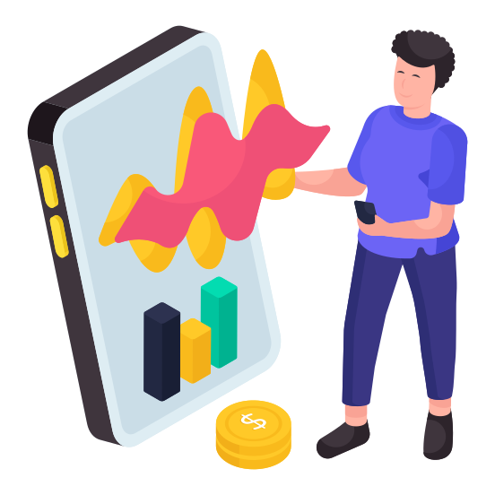 Mobile Chart, Business App, Data Analytics, Mobile Infographic, Mobile Statistics, illustration