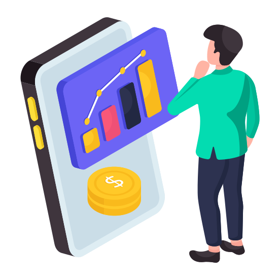 Mobile Chart, Mobile Business Data, Data Analytics, Mobile Infographic, Mobile Statistics, illustration