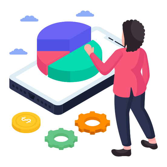 Mobile Chart, Mobile Pie Chart, Data Analytics, Mobile Infographic, Mobile Statistics, illustration