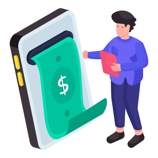 Mobile Money Withdrawal, Mobile Investment, Online Money, Online Cash, Online Economy illustration