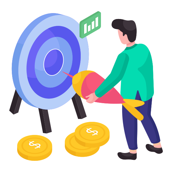 Money Target, Dollar Target, Financial Target, Money Goal, Cash Target illustration