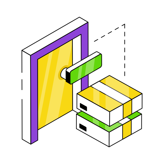 Door Delivery, Home Delivery, Parcel Delivery, Package Delivery, Logistic Delivery,  illustration