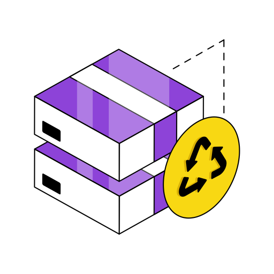 Parcel Recycling, Parcel Reprocess, Package Recycling, Package Reprocess, Logistic Delivery  illustration