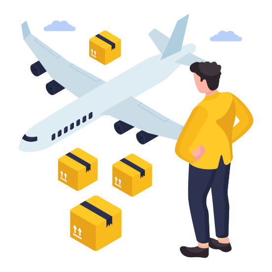 Air Cargo, Air Shipment, Air Delivery, Logistic Delivery, Parcel Delivery illustration
