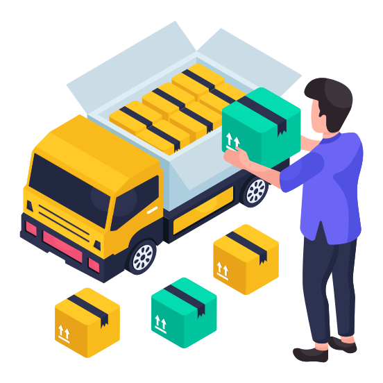 Cargo Loading, Cargo Delivery, Road Freight, Cargo Truck, Logistic Delivery illustration