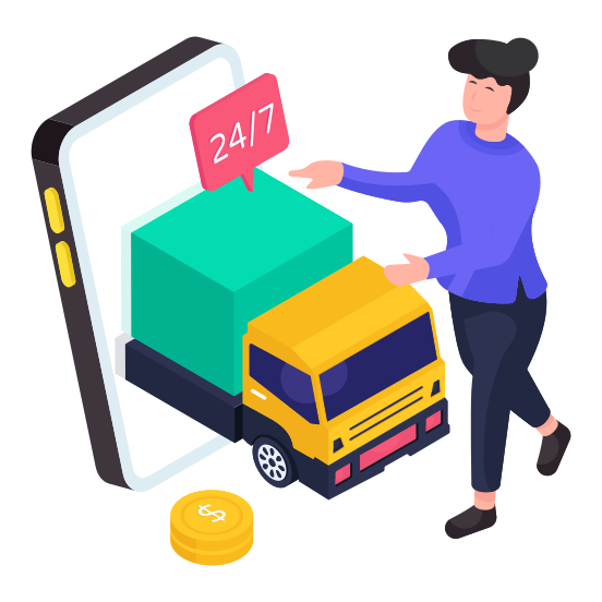 Cargo Van, Cargo Delivery, Road Freight, Cargo Truck, Logistic Delivery illustration