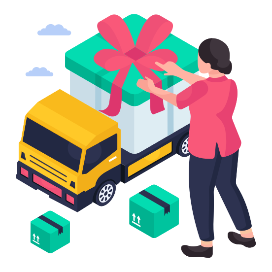 Cargo Van, Cargo Truck, Gift Delivery, Logistic Delivery, Automobile illustration