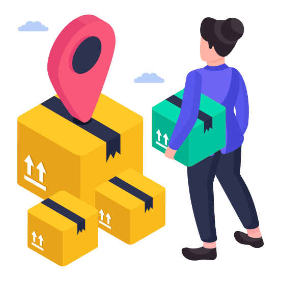 Carton, Package Navigation, Parcel Location, Box, Logistic Delivery illustration