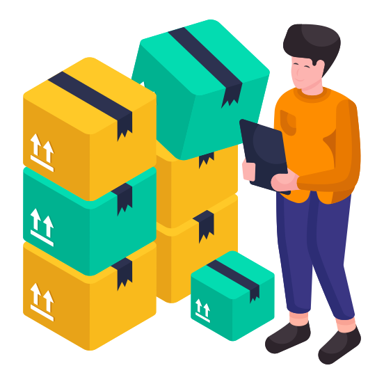 Cartons, Packages, Parcels, Boxes, Inventory Unit illustration