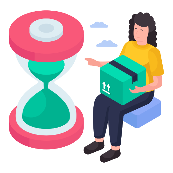 Delivery Time, On Time Delivery, Parcel, Package, Logistic Delivery illustration