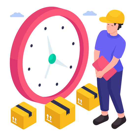 Delivery Time, On Time Delivery, Parcel, Package, Logistic Time illustration