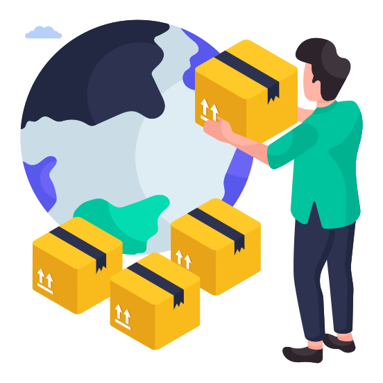Global Parcel, Global Package, Global Delivery, Global Carton, Logistic Delivery illustration