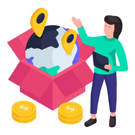 Global Parcel, Global Package, Global Delivery Location, Global Carton, Logistic Delivery illustration