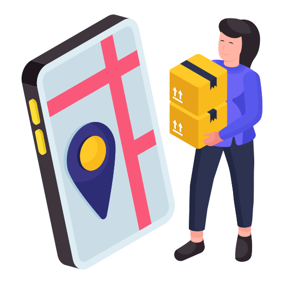 Mobile Parcel Location, Mobile Package, Online Package, Mobile Delivery, Phone Parcel Tracking illustration