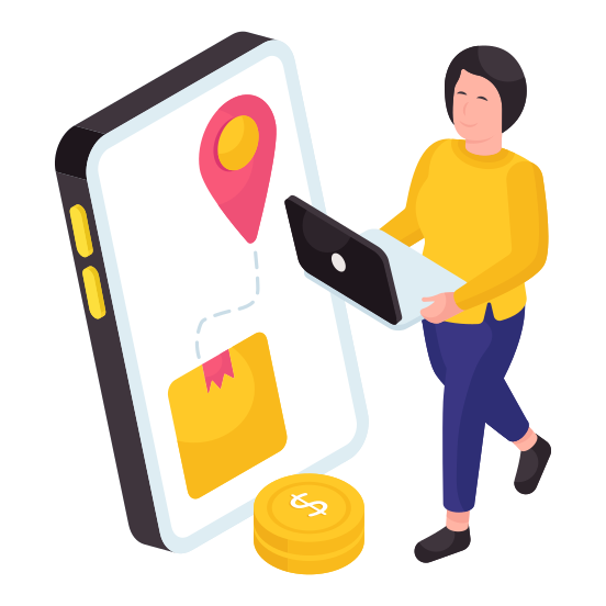 Mobile Parcel Tracking, Mobile Package, Online Package, Mobile Delivery, Phone Parcel Tracking illustration