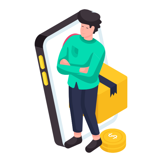 Mobile Parcels, Mobile Packages, Online Packages, Mobile Delivery, Phone Parcels illustration