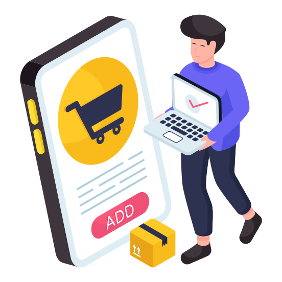 Mobile Shopping, Eshopping, Ecommerce, Online Shopping, Add To Cart illustration