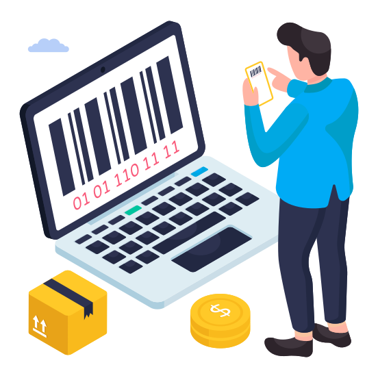 Online Barcode, Qr Code, Commerce, Price Code, Price Label illustration