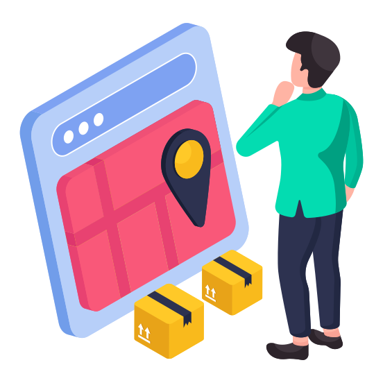 Online Parcel Location, Online Package, Online Delivery, Online Parcel Order, Logistic Delivery, illustration