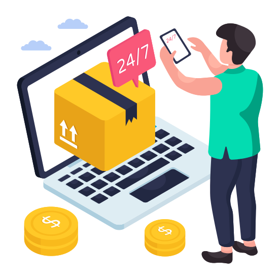 Online Parcel, Online Package, Online Delivery, Online Parcel Order, Hr Delivery Service illustration