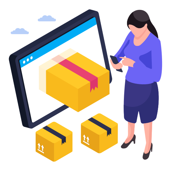 Online Parcel, Online Packages, Online Delivery, Online Parcel Order, Logistic Website illustration