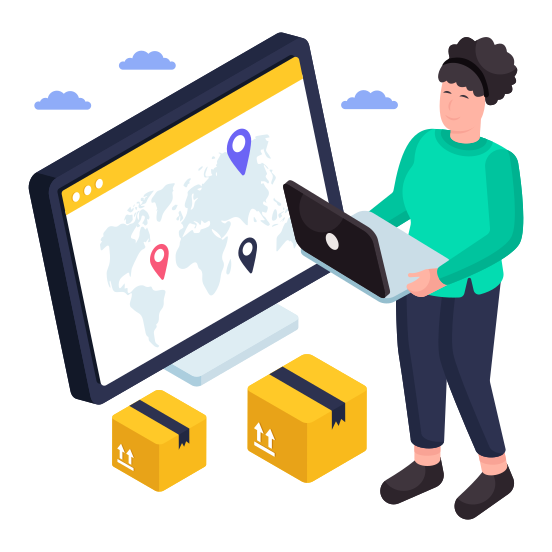 Online Parcel Tracking, Online Package, Online Delivery, Online Parcel Order, Logistic Delivery illustration