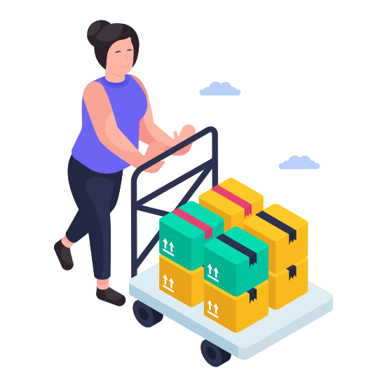 Pallet Truck, Luggage Cart, Handcart, Pushcart, Wheelbarrow illustration