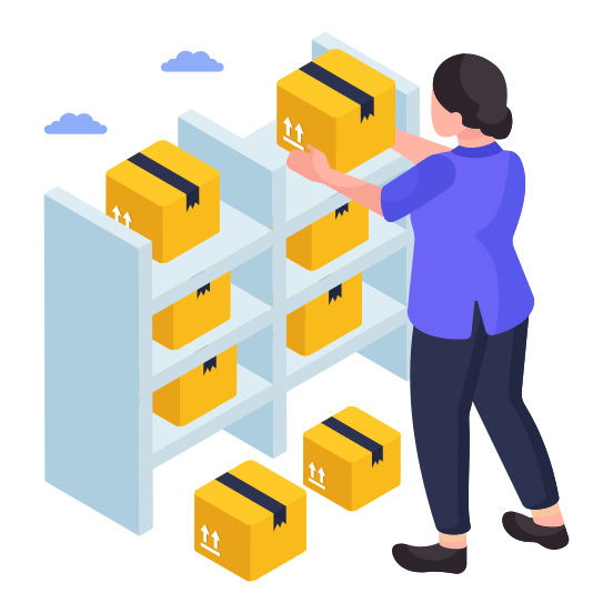 Parcel Racks, Parcel Shelves, Package Racks, Package Shelves, Logistic illustration