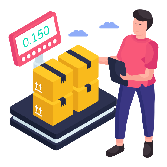 Parcel Weighing, Logistic Weighing, Package Weighing, Weight Machine, Weight Scale illustration