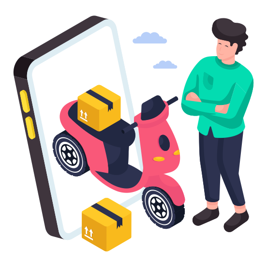 Scooter Delivery, Logistic Delivery, Bike Delivery, Scooter Cargo, Motorbike Delivery illustration