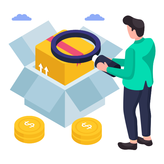 Search Parcel, Find Parcel, Find Package, Parcel Analysis, Package Analysis illustration
