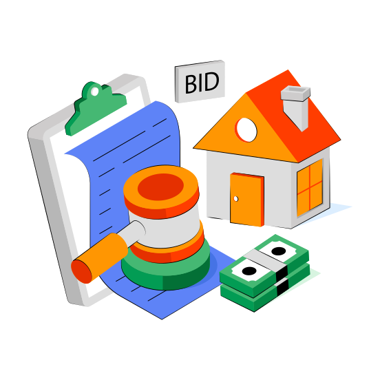 Home Auction, Justice, Bid, Bid Paper, Law And Order illustration