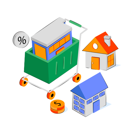 Home Shopping Discount, House Shopping, Buy Home, Purchase Home, Commercial illustration