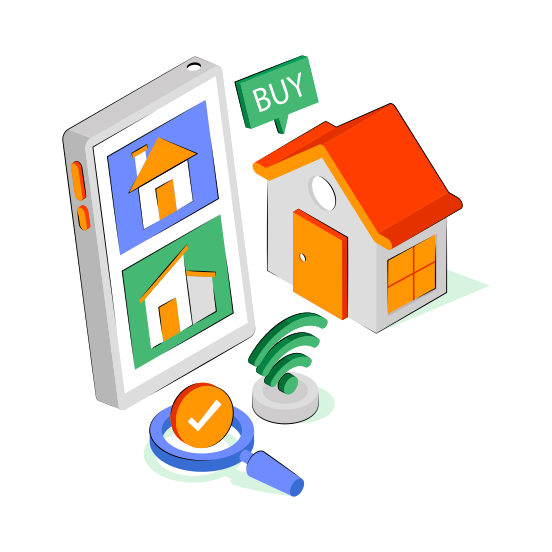 Online Property, Online House, Online Home, Online Real Estate, Real Estate App illustration