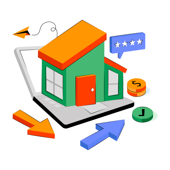 Online Property, Online House, Online Home, Online Real Estate, Real Estate Website illustration