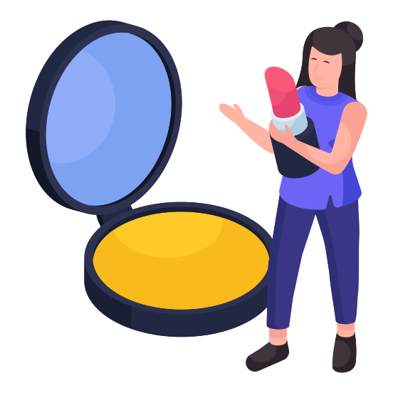 Beautician, Fashion Girl, Fashionista, Applying Make Up, Makeover  illustration
