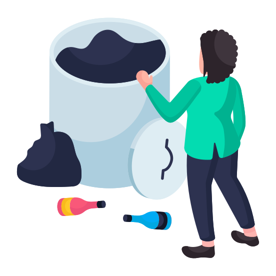 Dustbin, Wastebin, Garbage Bag, Garbage Can, Trash Bin illustration