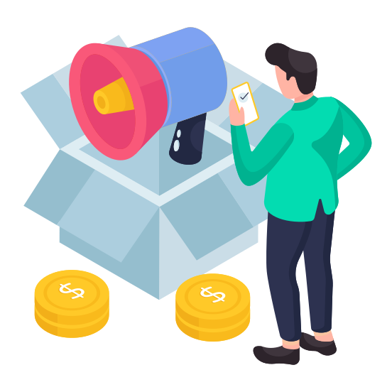 Marketing Box, Announcement Box, Campaign, Marketing Parcel, Marketing Package  illustration