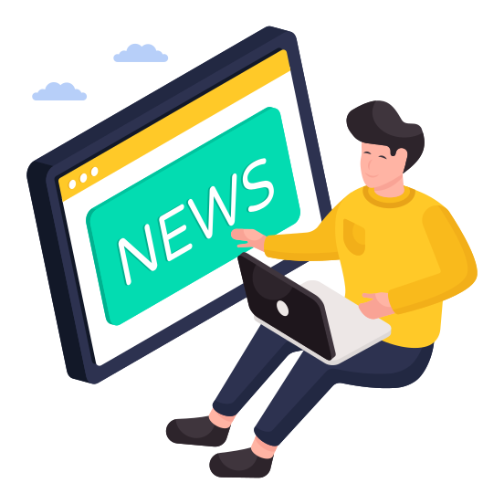 Online News, Newspaper, E News, Web News, News Website  illustration