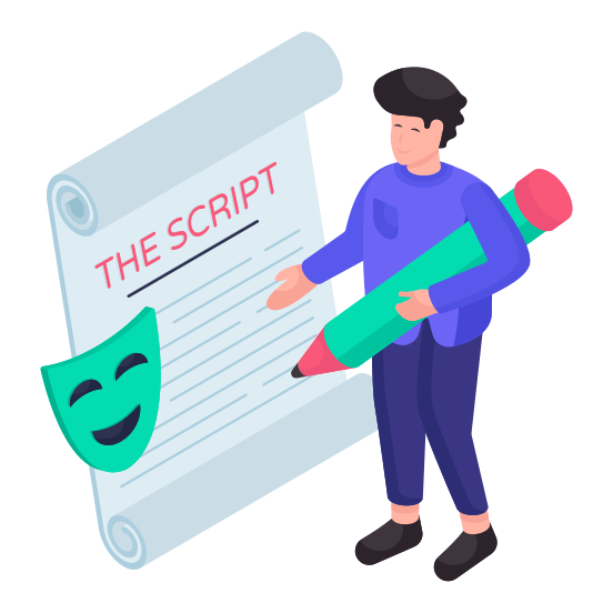Scriptwriter, Scribe, Scenarist, Screenwriter, Playright illustration