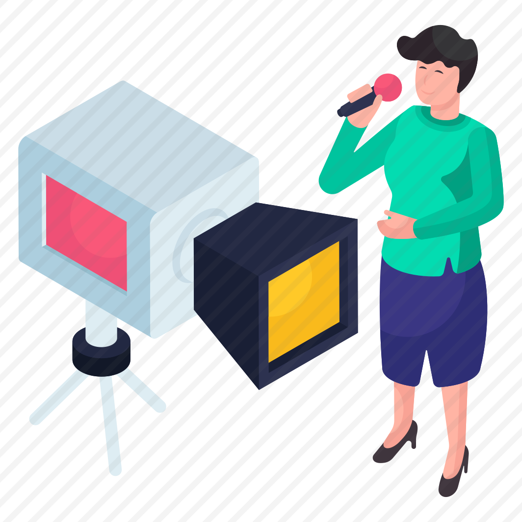 Video Shooting, Female Correspondent Recording, Film Studio, Filmmaking, Video Making  preview